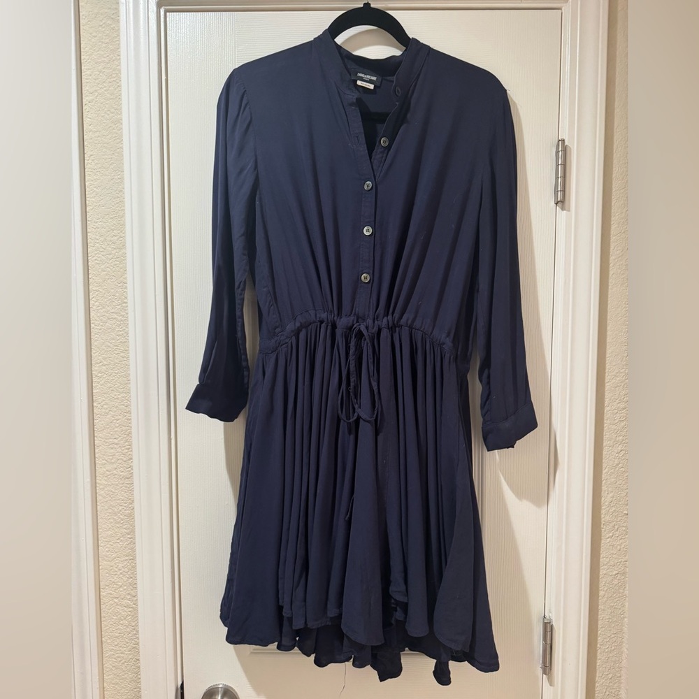Zadig & Voltaire Midnight Blue Drapey Mini Dress